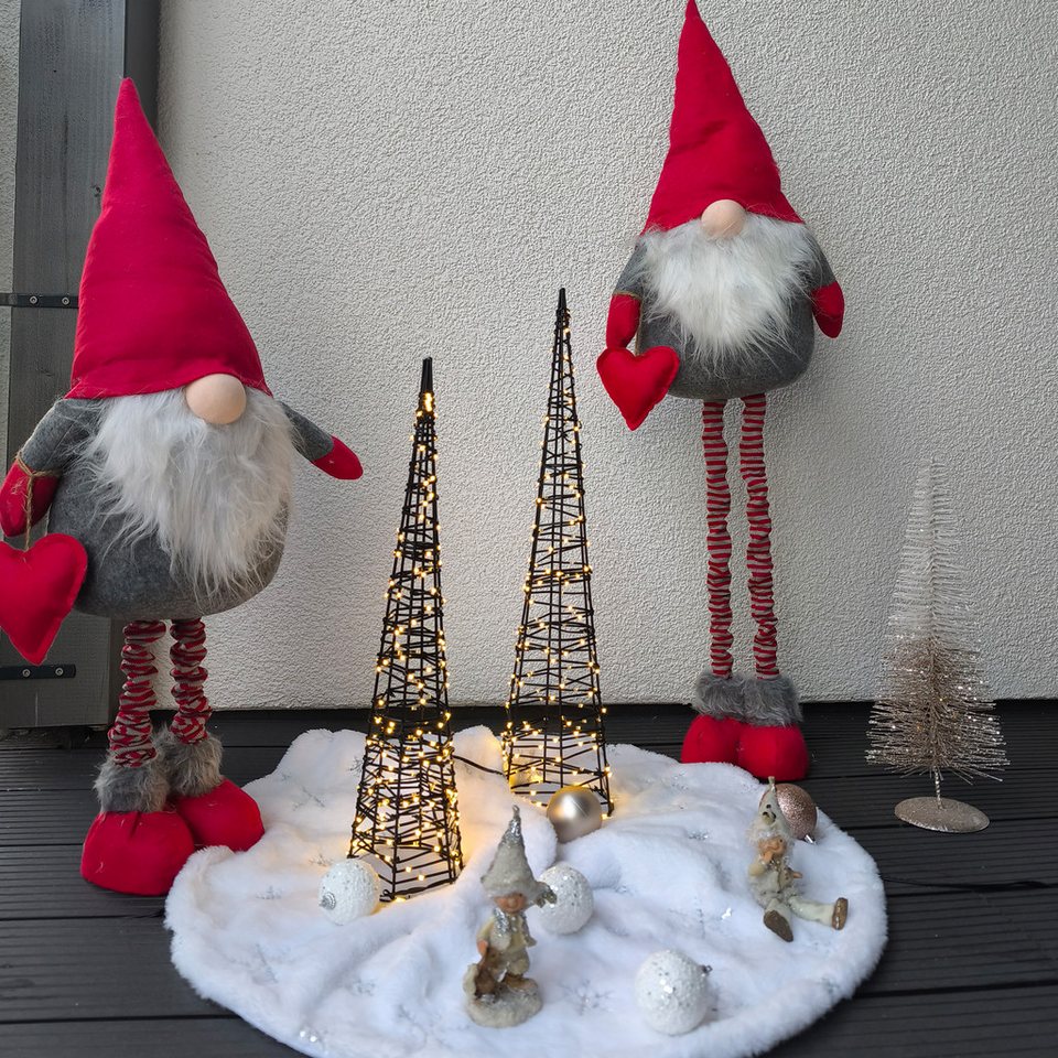 Esotec Solar-Weihnachtspyramiden-Set, 2er, 200 warmweiße LEDs, Metall, Garten-Deko