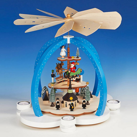 Knuth Neuber Original Erzgebirge Weihnachtspyramide Wolkenzauber Bunt Teelicht Tischpyramide 41 cm