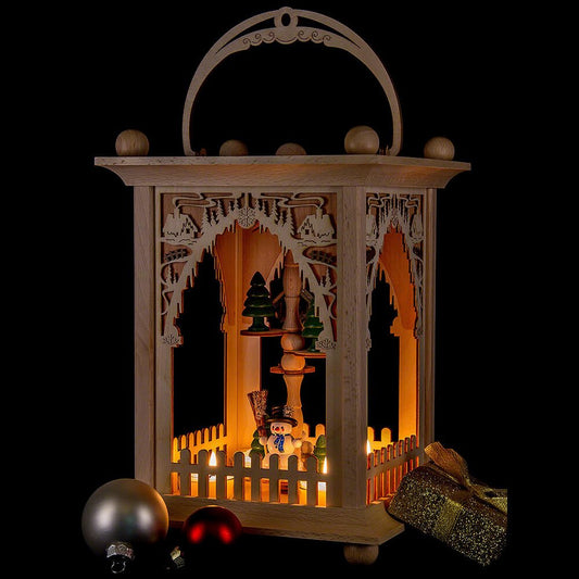 Kuhnert Weihnachtspyramide Pyramidenlaterne Dorf Schneemann 38cm Holz Deko Erzgebirge