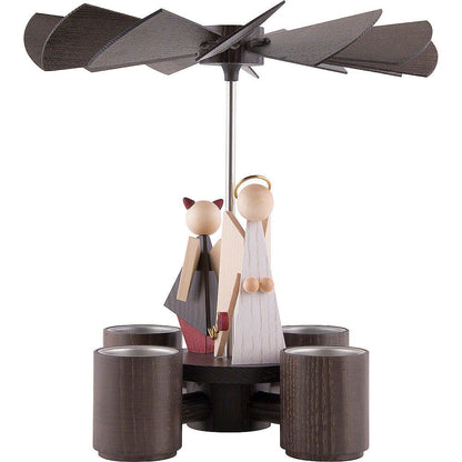 KWO Weihnachtspyramide Engelchen & Teufelchen, 1-stöckig, Handgefertigt, 26cm, Festliche Dekoration