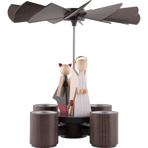 KWO Weihnachtspyramide Engelchen & Teufelchen, 1-stöckig, Handgefertigt, 26cm, Festliche Dekoration