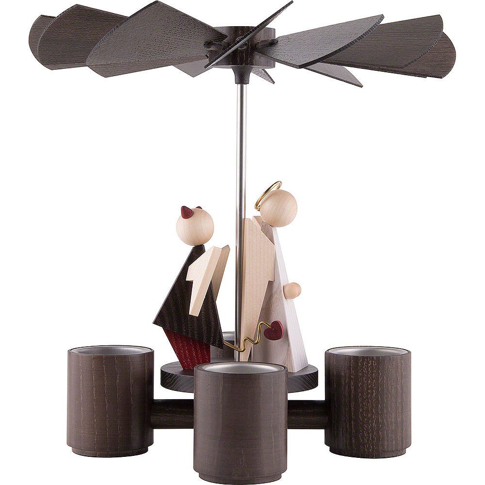 KWO Weihnachtspyramide Engelchen & Teufelchen, 1-stöckig, Handgefertigt, 26cm, Festliche Dekoration