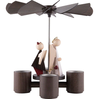 KWO Weihnachtspyramide Engelchen & Teufelchen, 1-stöckig, Handgefertigt, 26cm, Festliche Dekoration