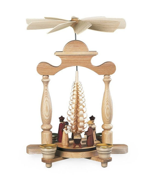 Müller Kleinkunst Seiffen Weihnachtspyramide Christi Geburt Naturholz Handgefertigt 1-stöckig