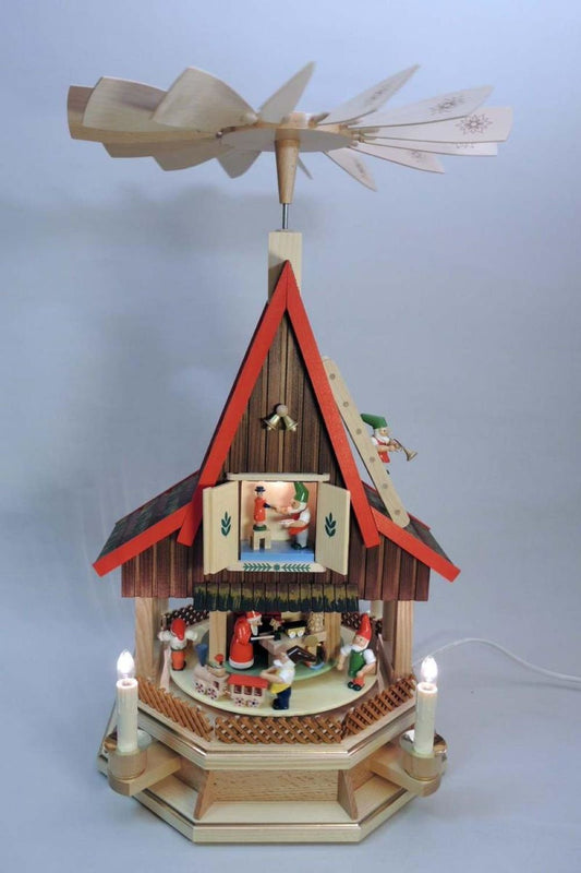 Richard Glaesser Elektrische Weihnachtspyramide 53cm Zwergenhaus - Original Erzgebirge Handwerkskunst