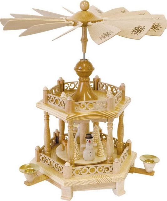 Richard Glaesser Erzgebirge Weihnachtspyramide – Naturholz Schneemänner 15 Zoll Hoch