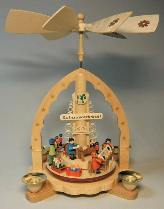 Richard Glaesser Erzgebirge Weihnachtspyramide Schauwerkstatt – Meisterhafte Handwerkskunst, 27cm Höhe