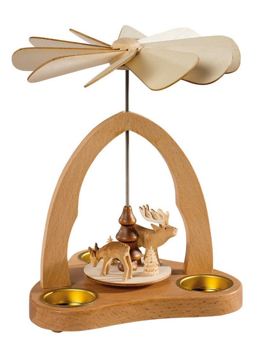 SAICO Original Weihnachtspyramide, Handgeschnitzte Tierfiguren, 3 Teelichte, 9x7 Zoll Holzdeko