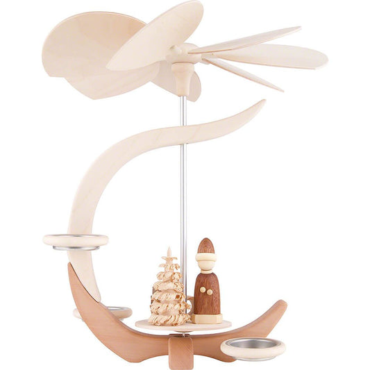 Seiffener Volkskunst Weihnachtspyramide: 1-Stöckig, C-Form, 12 Zoll, Teelicht-Betrieben, Handgefertigt, Holz