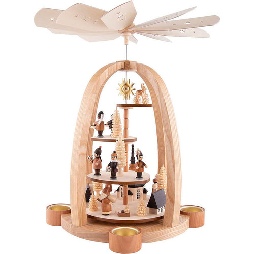 Traditionelle Knuth Neuber Weihnachtspyramide: 1-stöckig, Holz, Treppe, Natur, 41cm, Handgefertigt