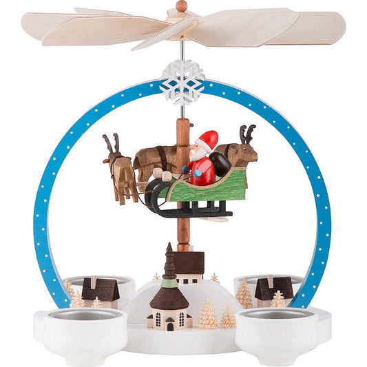 Knuth Neuber 2-stöckige Bunte Weihnachtspyramide 24cm – Erzgebirge Holzdekoration für Weihnachten