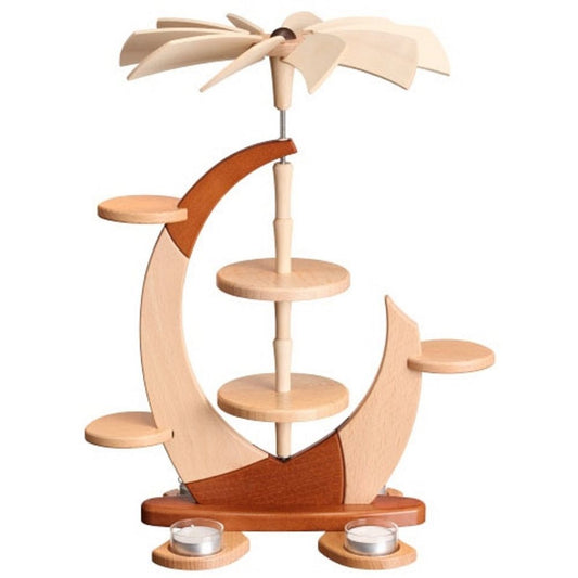 Zeidler Holzkunst Weihnachtspyramide Segel Design, klein, ohne Bestückung, Erzgebirge Holz